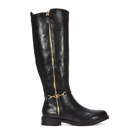 black knee high boots, black flat knee high boots, Black knee-high boots