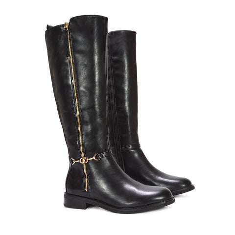 Tall black boots with zipper, Women’s tall black boots with low heel, Affordable women’s tall boots