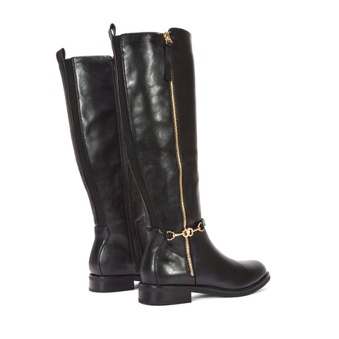 winter boots, autumn boots, Faux leather knee-high boots, Elegant black boots with side zip, Black boots for winter outfits