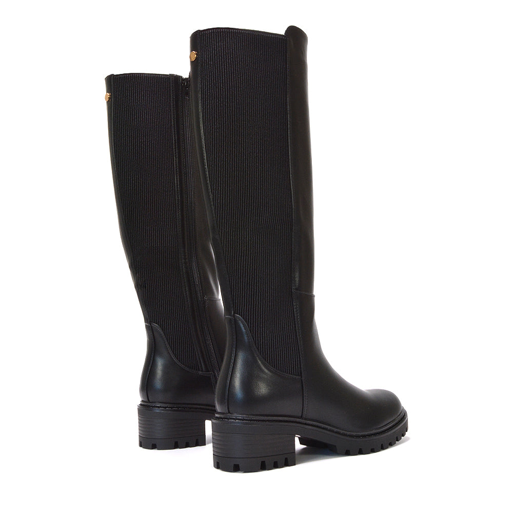 Black winter boots for women, black biker boots, biker boots, knee high biker boots, autumn boots, Fashionable knee boots for cold weather, Stylish knee boots for everyday wear