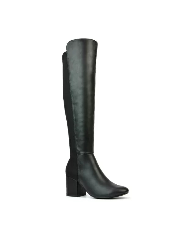BLACK | XY London | black boots,black knee high boots,black heeled boots,black high heel knee high boots,black block heeled boots,black long boots