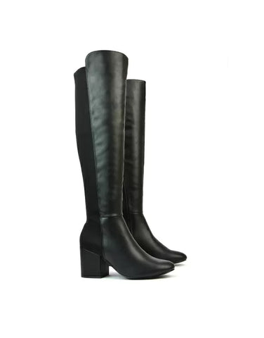 BLACK | XY London | black boots,black knee high boots,black heeled boots,black high heel knee high boots,black block heeled boots,black long boots