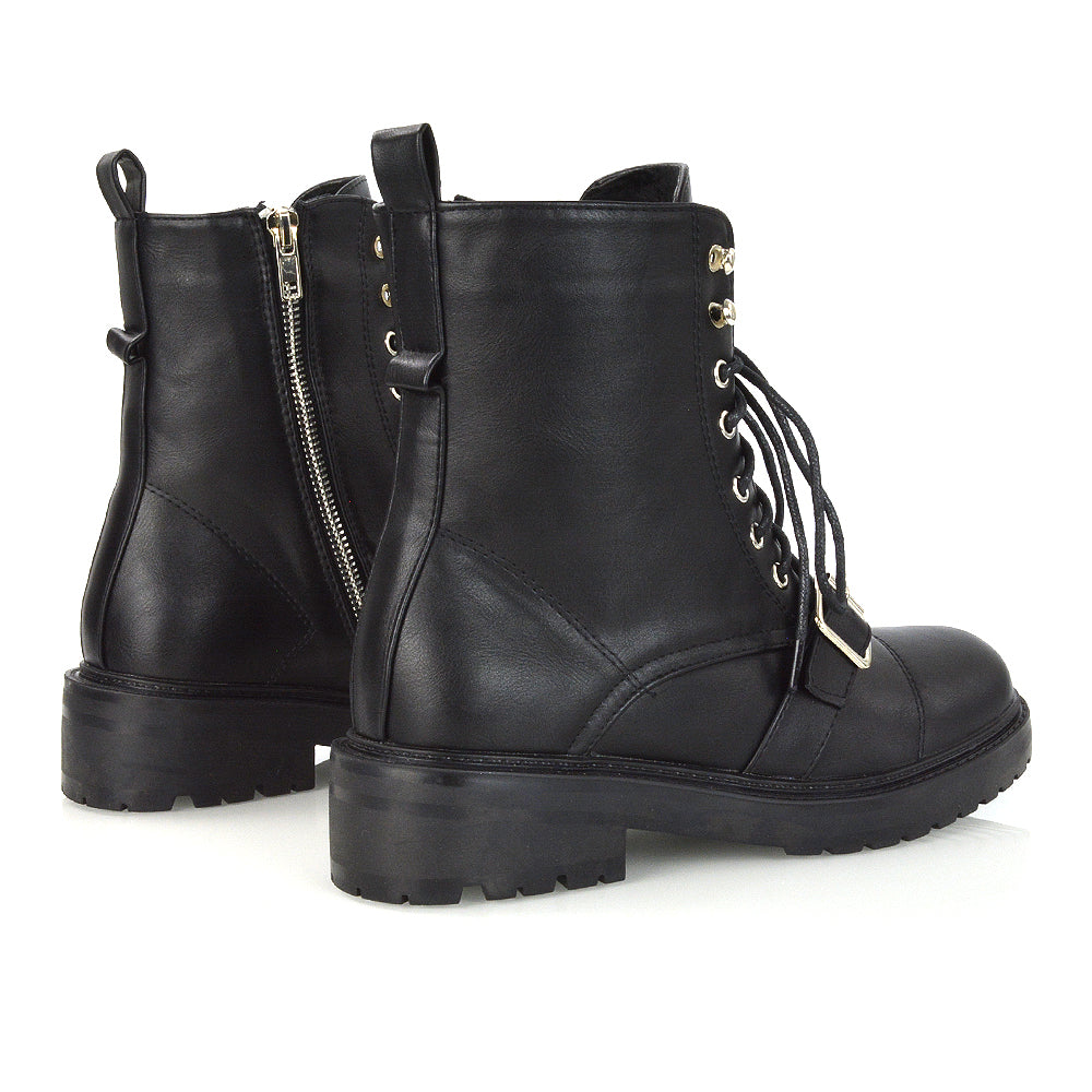 black patent | XY London | Chunky Biker Boots,Ladies Boots,Lace Up Boots,Biker Boots,Ankle Boots