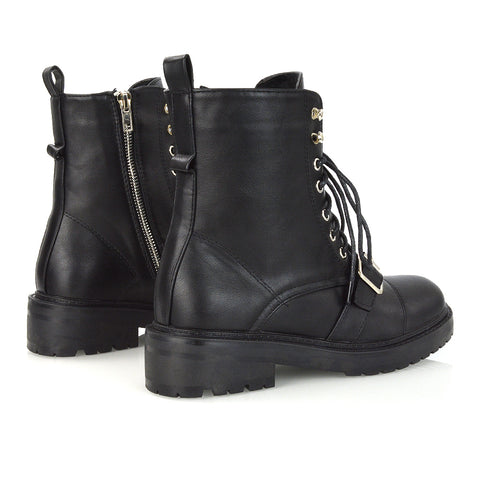 black patent | XY London | Chunky Biker Boots,Ladies Boots,Lace Up Boots,Biker Boots,Ankle Boots