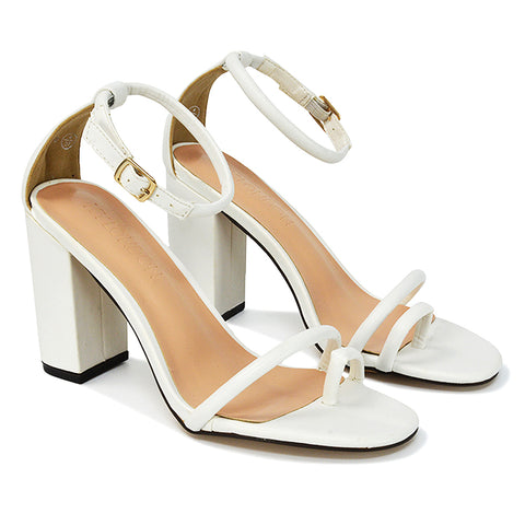 white | XY London | White Heels,White High Heels,White Block Heels,White Strappy Heels,White Toe Loop Heels