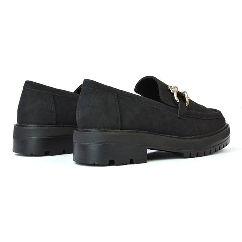 black synthetic leather | XY London | black loafers,black chunky loafers,black school shoes,black back to school shoes,black flat shoes