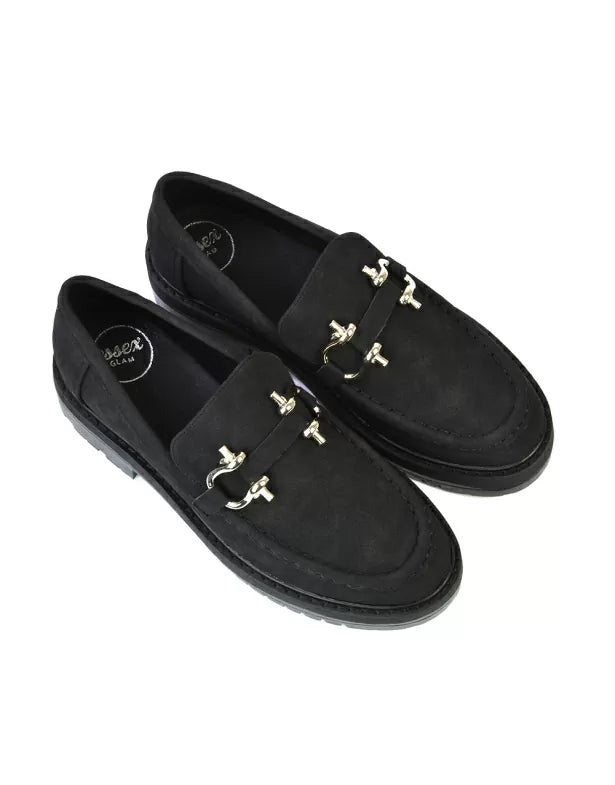 black faux suede | XY London | black loafers,black chunky loafers,black school shoes,black back to school shoes,black flat shoes