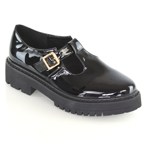 black patent | XY London | loafers in black patent,buckle up brogues ,school and work shoes in black patent,chunky sole shoes
