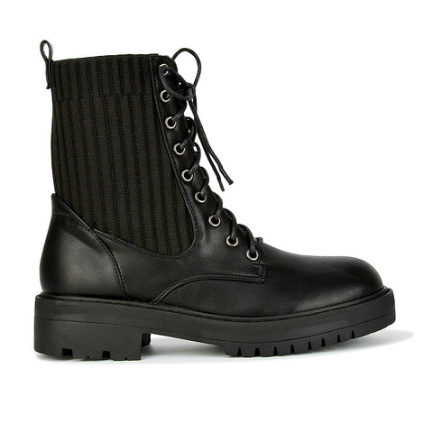 black synthetic leather | XY London | Black Biker Boots,Black Biker Ankle Boots,Black Ankle Boots,Black Boots For Women,Black Lace Up Boots