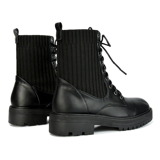 black synthetic leather | XY London | Black Biker Boots,Black Biker Ankle Boots,Black Ankle Boots,Black Boots For Women,Black Lace Up Boots