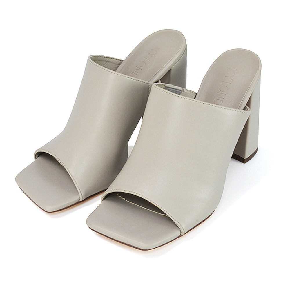 stone synthetic leather | XY London | Stone Heels,Stone High Heels,Stone Block High Heels,Stone Block Heels,Stone Mules