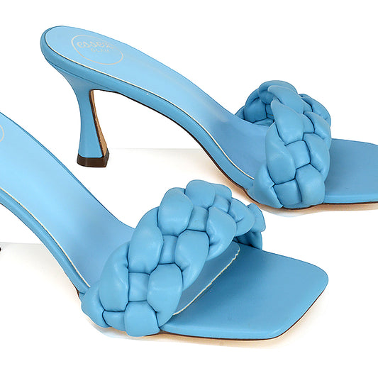 blue | XY London | Blue Heels,Blue High Heels,Blue Mules,Blue Mule Heels,Blue Woven Heels