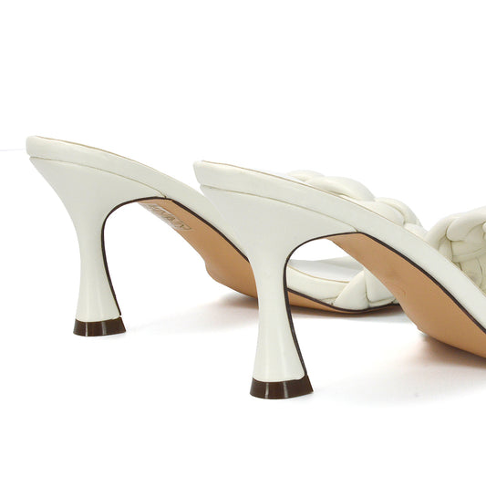 white | XY London | White Mid Heels,White Mules,White Woven Strap Heels,White Square Toe Heels,White Strappy Heels