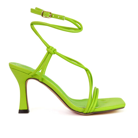 green | XY London | green heels,green high heels,green lace up heels,green strappy heels