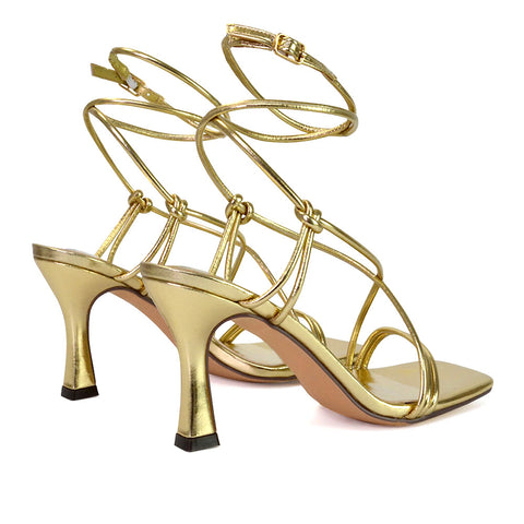 gold | XY London | gold heels,gold mid heels,gold lace up heels,gold strappy heels