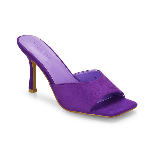 red | XY London | square toe heels ,red faux suede heels,heeled mules,womens heels online,red heels