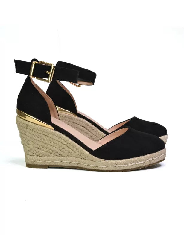 Black | XY London | black wedges,black wedge shoes,black wedge heels,black sandal wedge heels,black espadrilles