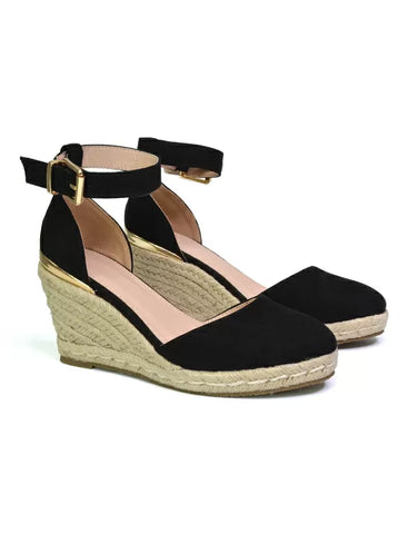 Black | XY London | black wedges,black wedge shoes,black wedge heels,black sandal wedge heels,black espadrilles