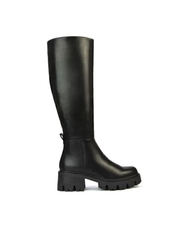 black | XY London | black boots,black biker boots,black knee high boots,black knee high biker boots,black chunky boots