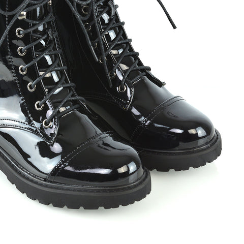 black patent | XY London | ankle boots,boots,biker boots,lace up boots,combat boots,patent boots,zip up boots