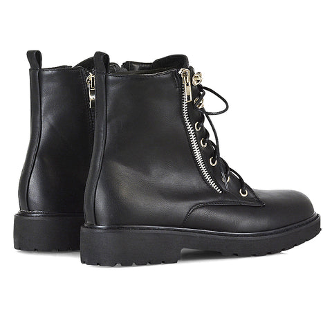 black patent | XY London | womens black biker boots,lace up ankle boots,low heel black boots,zip up ankle boots,biker boots