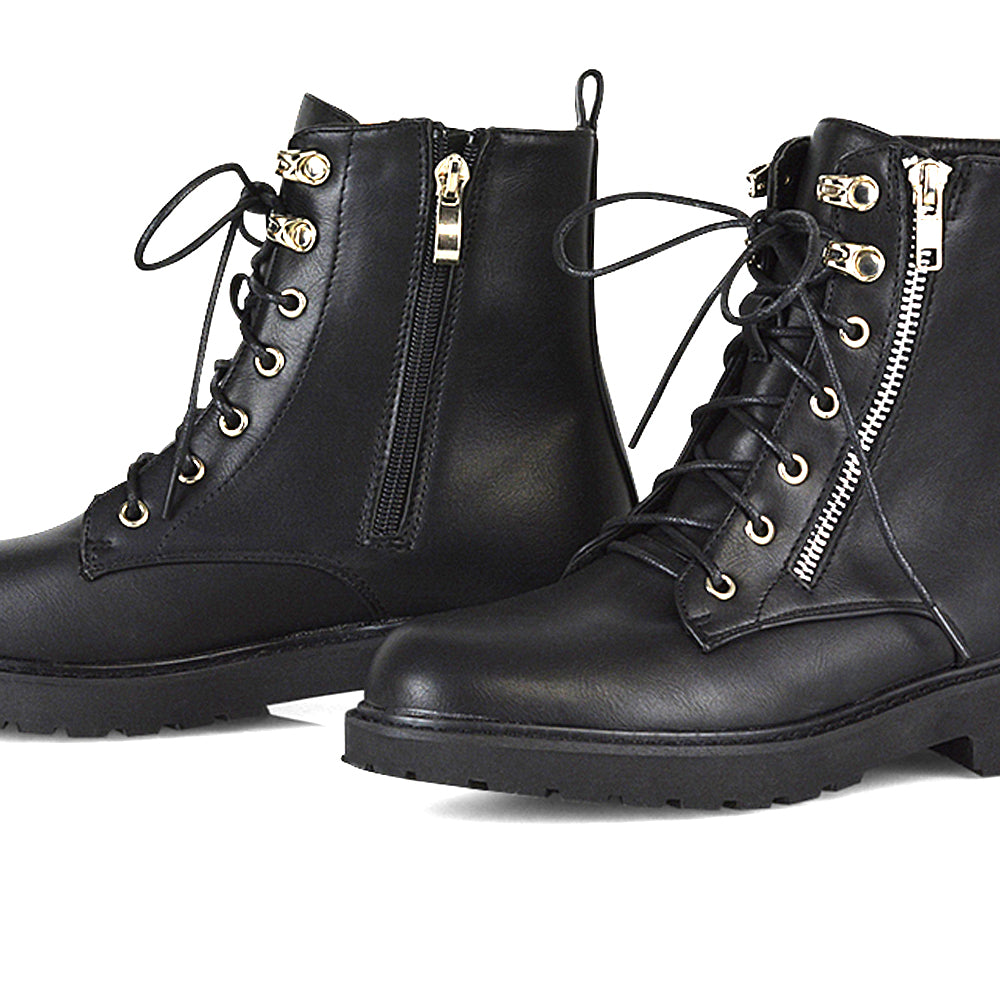 white | XY London | white ankle boots,lace up boots,womens biker boots,womens boots online,chunky sole ankle boots