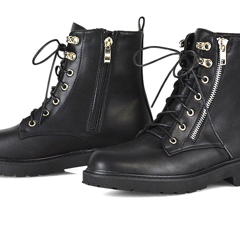 white | XY London | white ankle boots,lace up boots,womens biker boots,womens boots online,chunky sole ankle boots