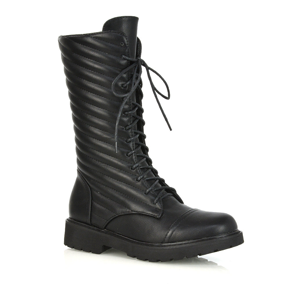 black patent | XY London | Padded Boots,Lace Up Boots,Combat Boots,Flat Boots,Ankle Boots