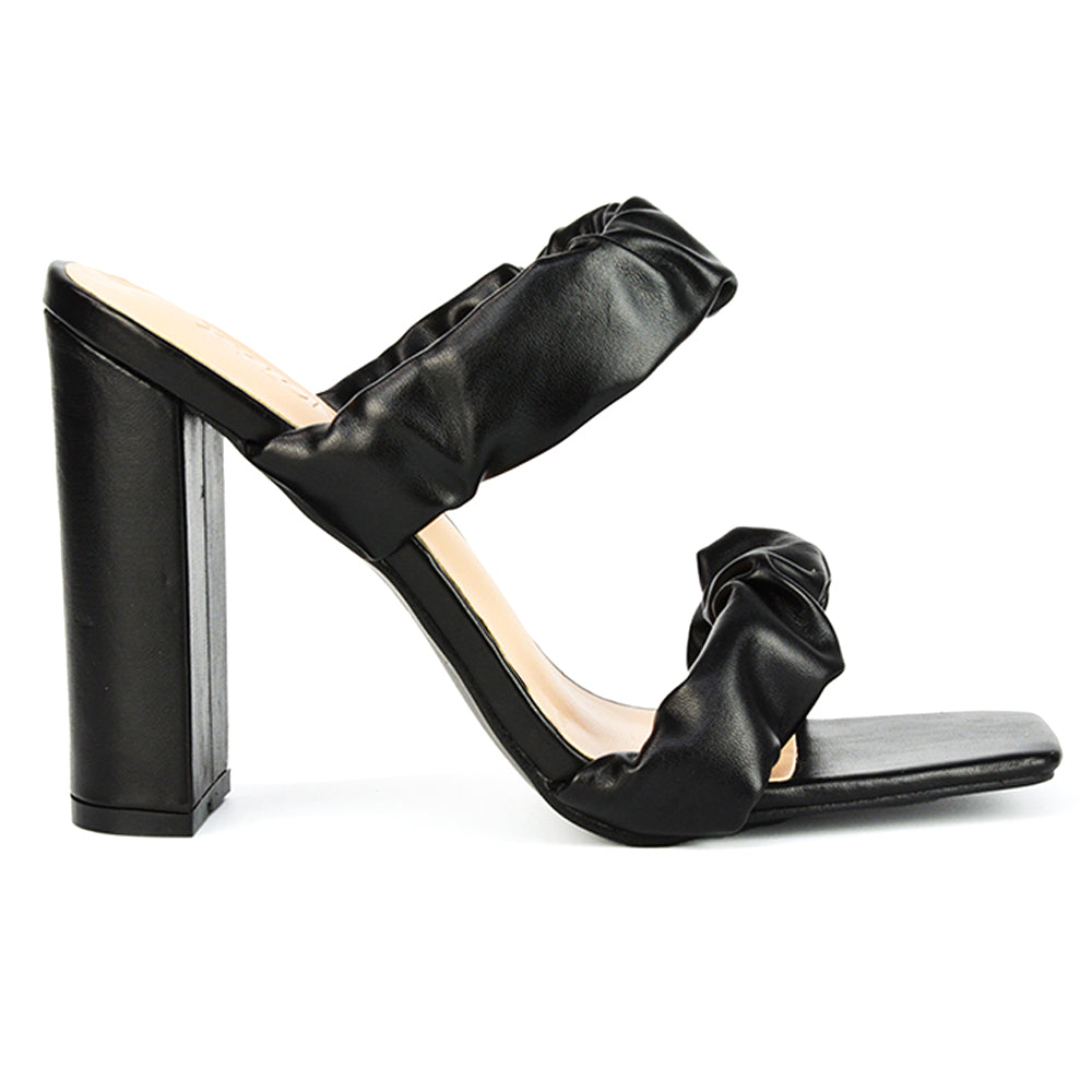 Orange Synthetic Leather | XY London | Orange Heels,Orange Ruched Strap Heels,Orange Block Heels, Orange Mule Heels, Orange Strappy Heels, Orange Heels,Orange Mules,Orange Mule Heels