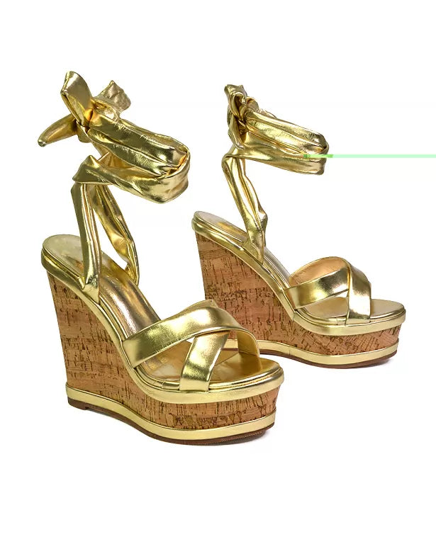 Sandal Wedge Heels Lace Up Wedge Heels XY London xylondon