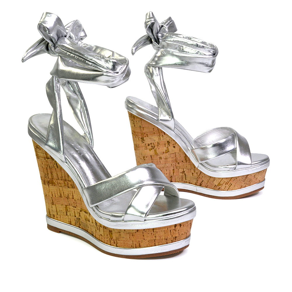 Platform wedge sandals silver 2025
