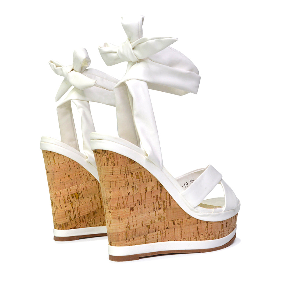 White tie up wedges sales
