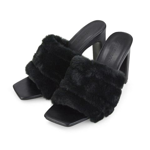 Nude| XY London | nude heels ,block heels ,nude faux fur heels,womens heels online,nude ladies heels