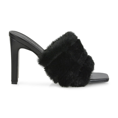 Nude| XY London | nude heels ,block heels ,nude faux fur heels,womens heels online,nude ladies heels