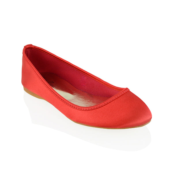 KARA FLAT BRIDAL SHOES LOW BLOCK HIGH HEELED WEDDING BALLERINA PUMPS SATIN