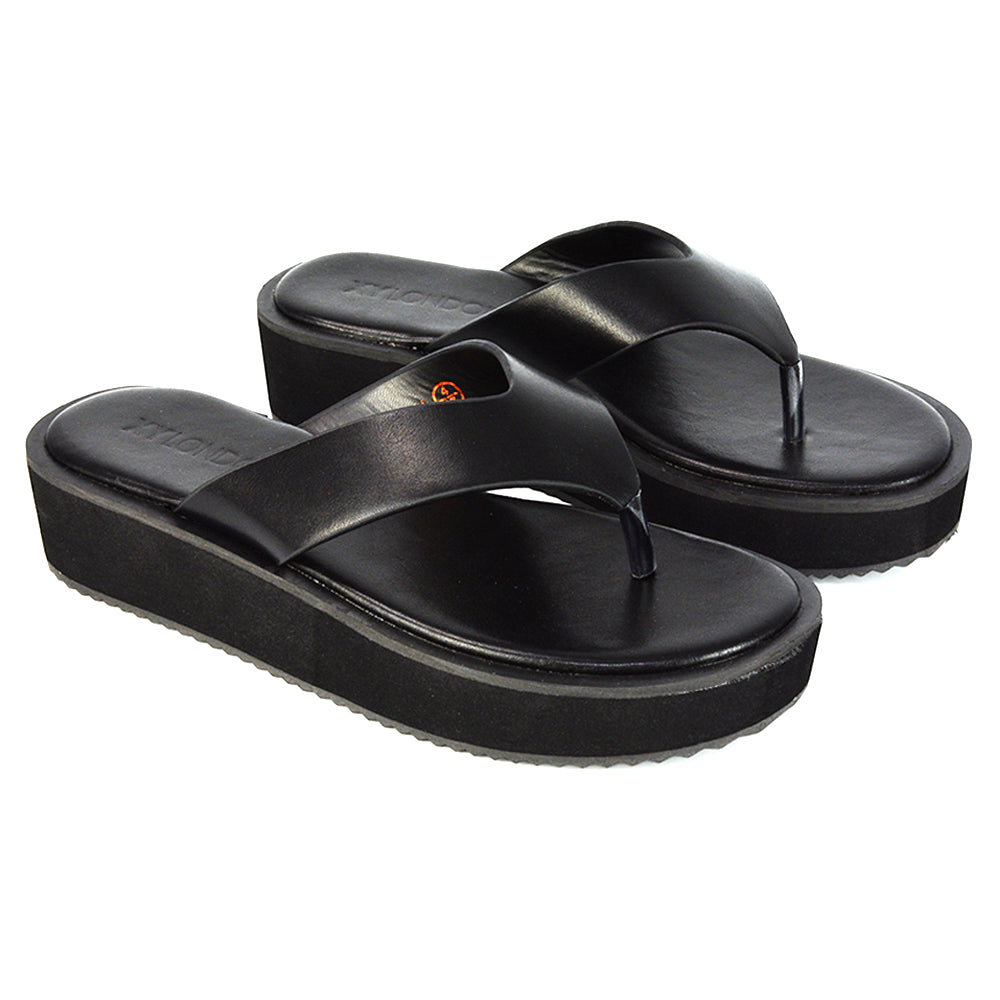 Nude  Synthetic Leather | XY London | Nude Sliders,Nude Flatforms,Nude Toe Post Sandals,Nude Platform Sandals