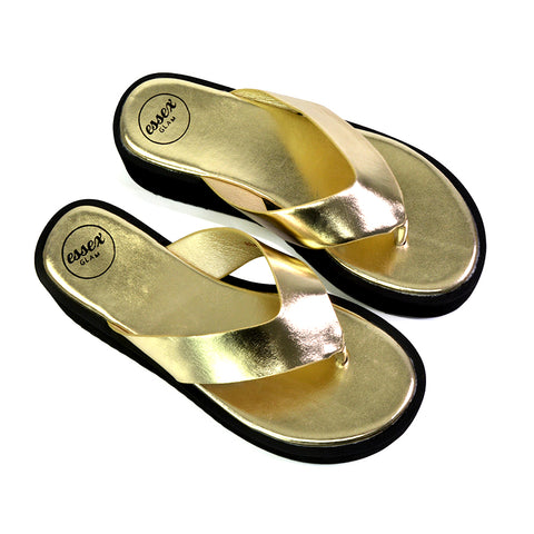 Black Synthetic Leather| XY London | Black Sliders,Black Flatforms,Black Toe Post Sandals,Black Platform Sandals