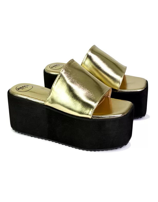 Black Synthetic leather| XY London | Black Sandals,Black Flatforms,Black Flatform Sandals,Black Platforms,Black Slides