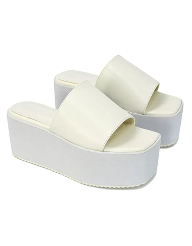 White synthetic leather | XY London | White Sandals,White Flatforms,White Flatform Sandals,White Platforms,White Slider