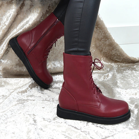Burgundy | XY London | ankle boots,burgundy pu  lace up boots,lace up burgundy boots,ladies boots,burgundy boots