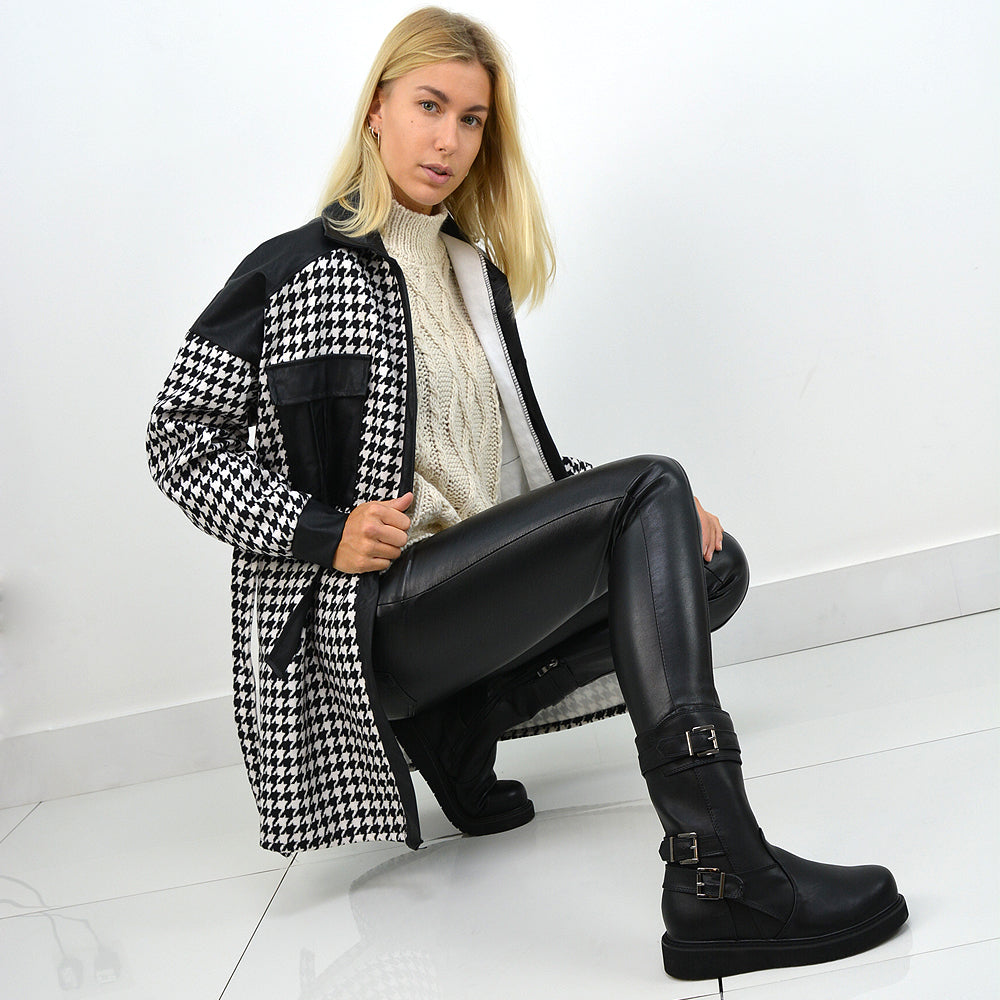Black synthetic leather | XY London | ,,,Black Flat Ankle Boots, Black Ankle Boots, Black Zip Up Ankle Boots,