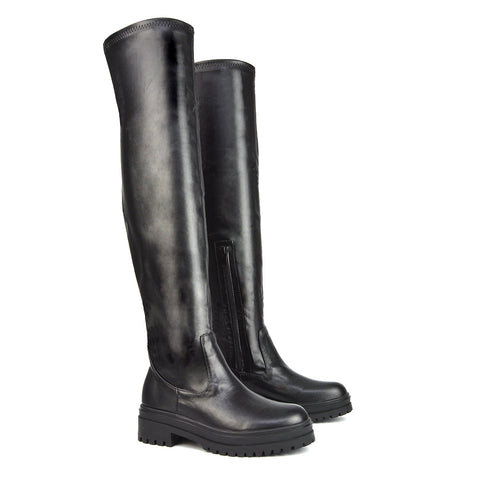 | XY London | Green Boots,Green Long Boots, Long Boots, Green Flat Boots,Green Shoes