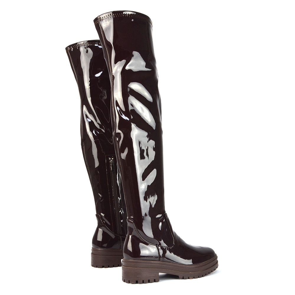 Brown| XY London | brown boots,brown knee high boots,brown flat boots,brown long boots