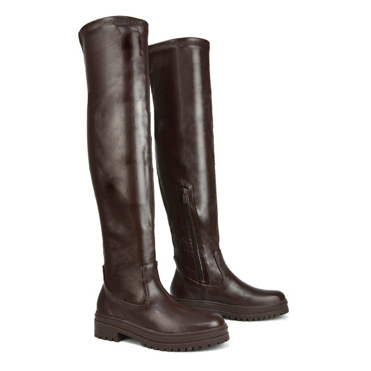 Brown| XY London | brown boots,brown knee high boots,brown flat boots,brown long boots
