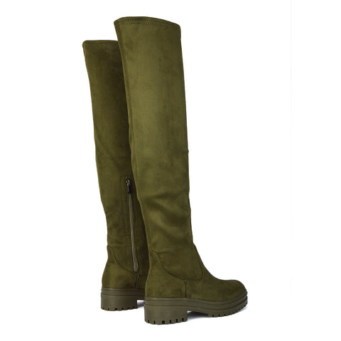| XY London | Green Boots,Green Long Boots, Long Boots, Green Flat Boots,Green Shoes
