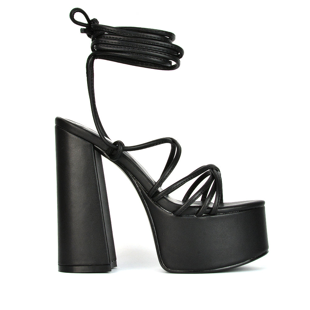  | XY London | Green Lace Up Heels,Green Heels, Green Platform Heels, Green High Heels,Green Block Heels