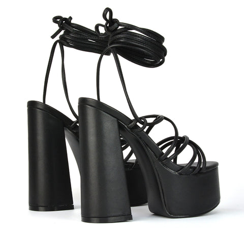  | XY London | Green Lace Up Heels,Green Heels, Green Platform Heels, Green High Heels,Green Block Heels