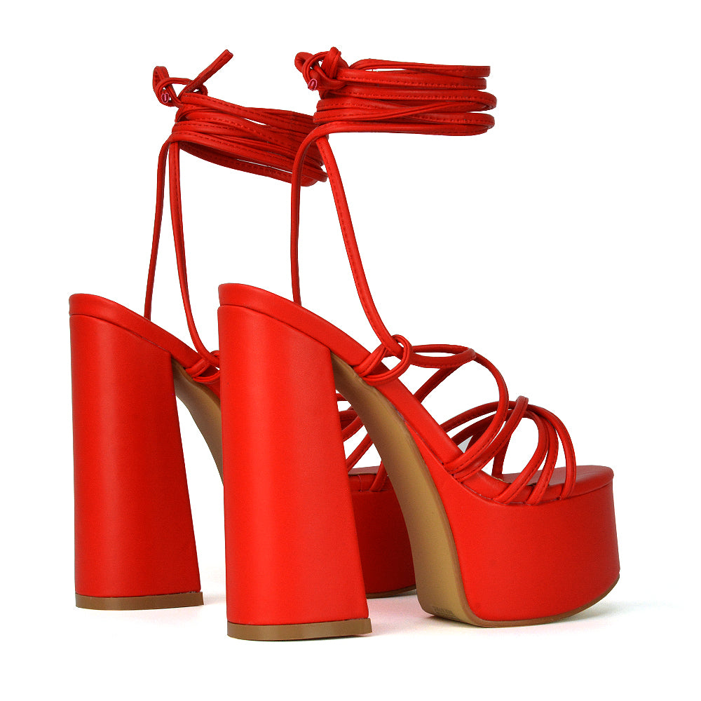  | XY London | Red Heels, Red High Heels, Red Block Heels,Red Platform Heels