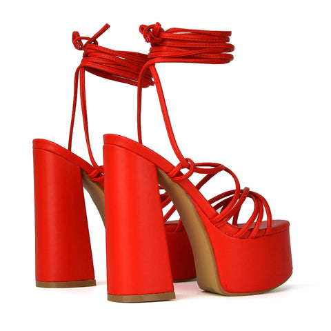  | XY London | Green Lace Up Heels,Green Heels, Green Platform Heels, Green High Heels,Green Block Heels