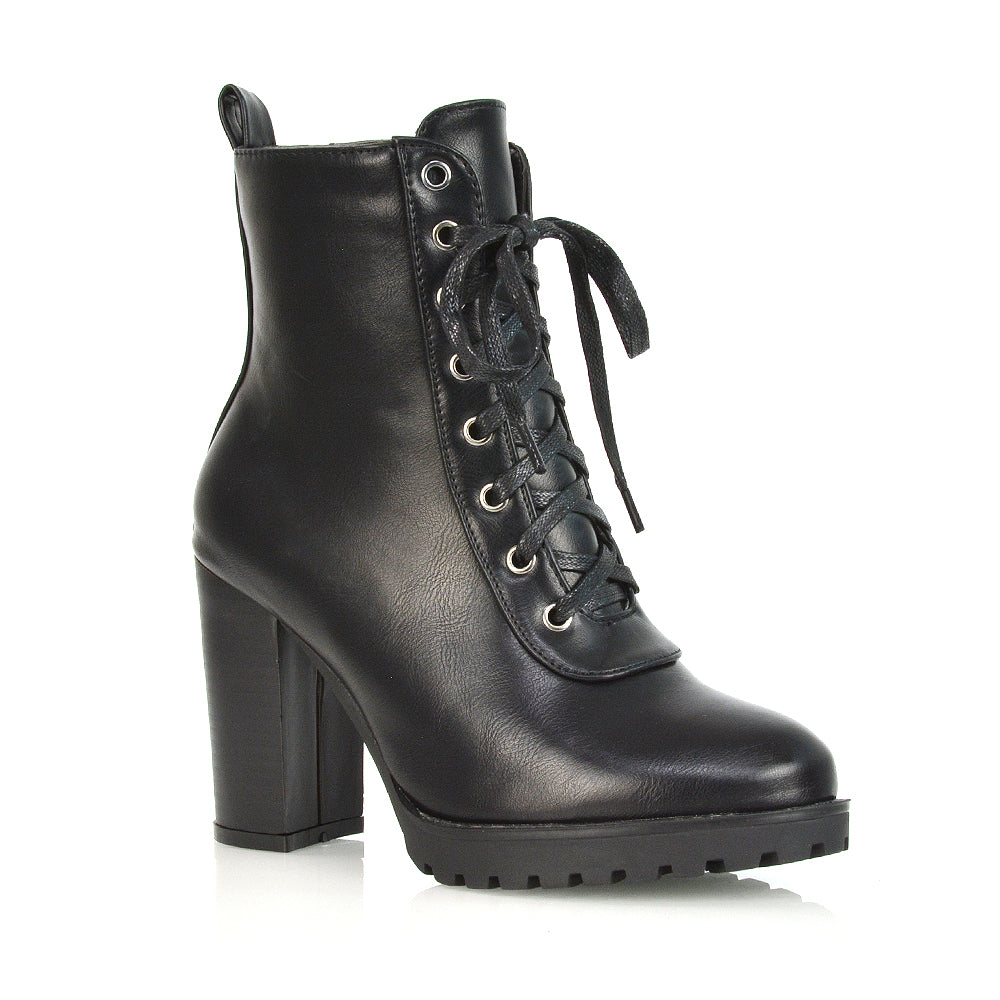 Black synthetic leather| XY London | ,,Black Chunky Boots, Black Ankle Boots, Black Biker Boots,,